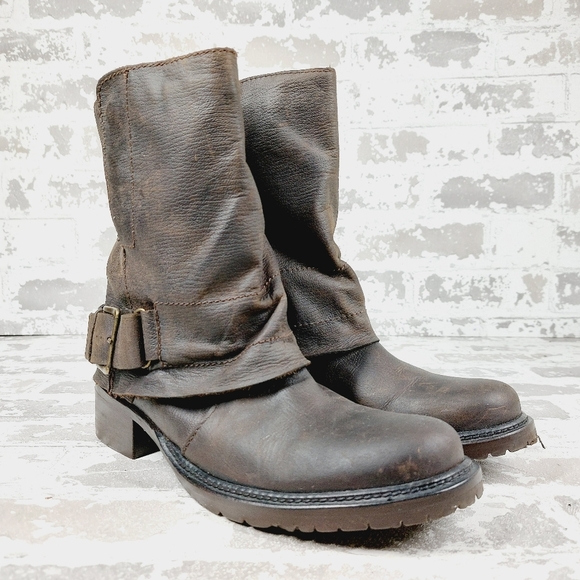 Adam tucker Ledger Brown Leather Block Heel Zip Up Ankle Boots K710 - Picture 4 of 11